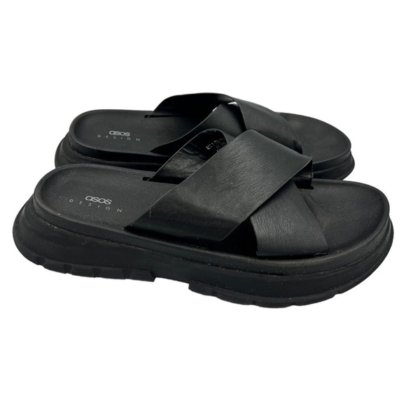 ASOS DESIGN FairPlay Chunky Sporty Flat Mules Black - Picture 11 of 15